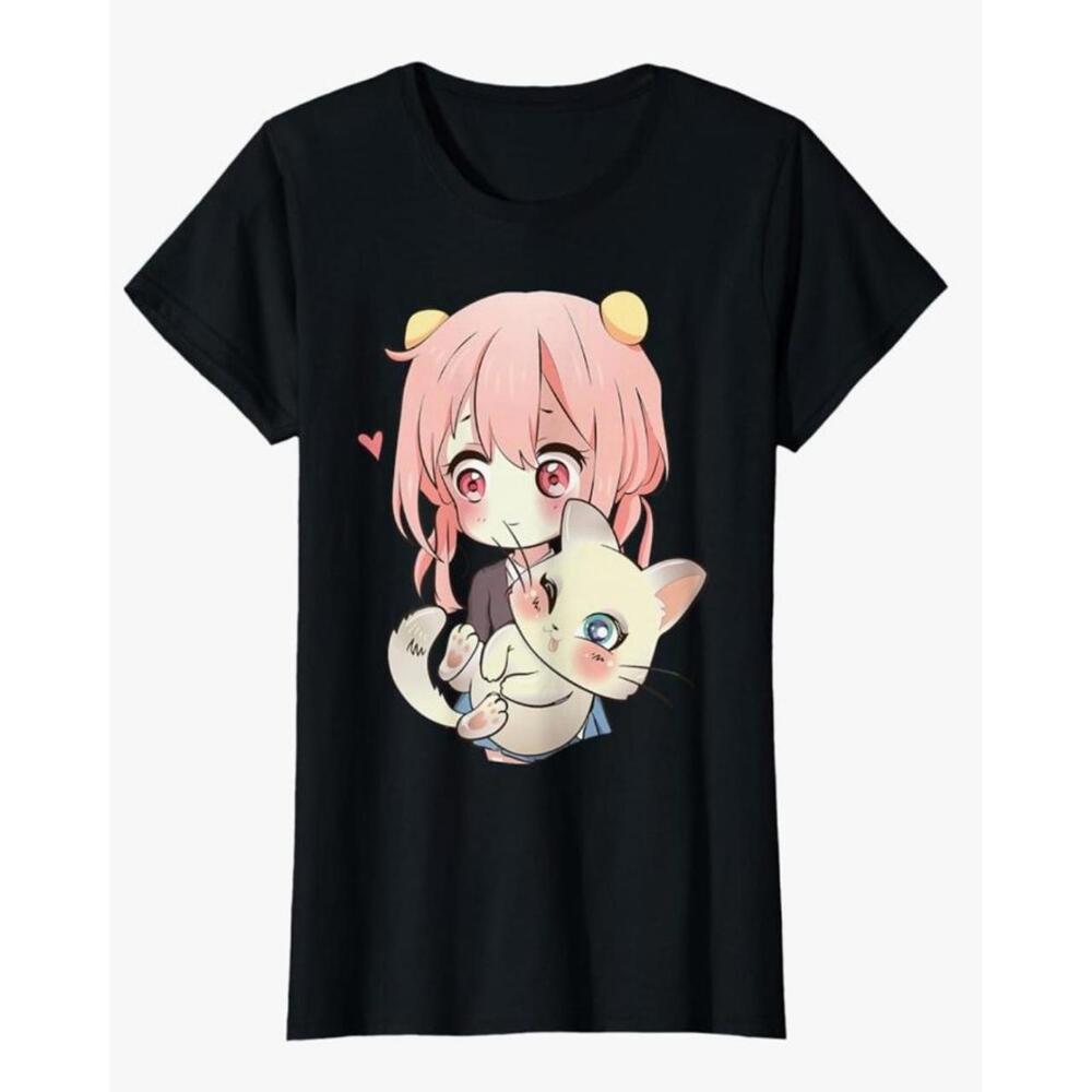 NEW Kawaii Anime Otaku Cat Girl T-Shirt Size Small Black & Pink